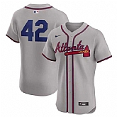 Men's Atlanta Braves #42 Jackie Robinson Gray Flex Base Stitched Jersey Dzhi,baseball caps,new era cap wholesale,wholesale hats